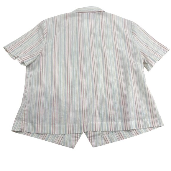 Alfred Dunner Petite Striped Floral Embroidered Button-Up Shirt 10P - Picture 2 of 4